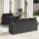 Gossi set de canapea de gradina forma 6 bucati cu perne ratan policarbonat negru