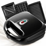 Sandwich-maker Rubik 30Jvul 3in1,750W, 3 tipuri de placi detasabile, vafe, gratar, panini, culoare negru