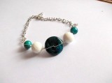 Bratara criocolla verde si coral alb, bijuterie cadou 36834