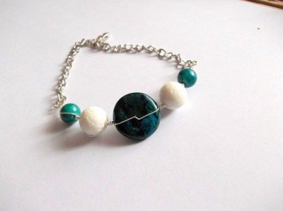 Bratara criocolla verde si coral alb, bijuterie cadou 36834 foto