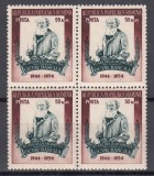 ROMANIA 1954 LP 362-10 ANI DE LA MOARTEA LUI OCTAV BANCILA BLOC 4 DE TIMBRE STARE MNH, Nestampilat