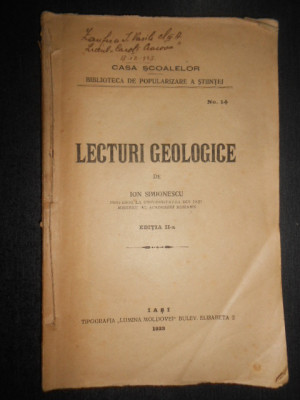 Ion Simionescu - Lecturi geologice (1923, editia a II-a) foto