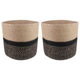 vidaXL Set de Ghivece pentru Plante 2 pcs Natural și Negru 42012244