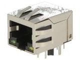 Conector RJ45 ecranat cu diodă LED THT, soclu PIN 8