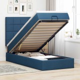 VidaXL Cadru de pat otoman cu saltea țesătură albastră 90x190cm 3313974