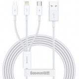 Cablu alimentare si date Superior Series, pt. smartphone, USB la Micro-USB + Lightning Iphone + USB Type-C 3.5A, 1.5m, alb, Baseus