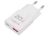 Alimentator LOGILINK pulsatoriu 20W 5/9/12V USB USB-C alb plug-in Europa