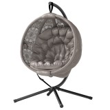 Outsunny Scaun suspendat Scaun de grădină Fotoliu din coș, stil Boho, 116 x 125 x 172 cm, bej + negru | Aosom Romania