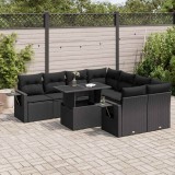 Gossi set mobilier de gradina cu perne, 9 piese, negru, poliratan
