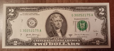 B11 - Bancnota foarte veche - America USA - 2 dolari - 2017 foto