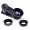 Kit Lentile Foto 3-in-1 Fisheye Edman, Wide Angle si Macro pentru telefon/tableta, Negru