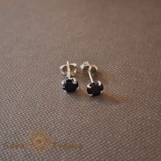 Cercei Unisex Argint 925 cu Cristal Zirconia Negru Rotund, 5 mm