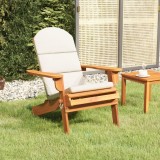 Scaun Adirondack vidaXL Gradina, Lemn Acacia, Pliabil, cu Perne, 75x84x90 cm, Alb Crem