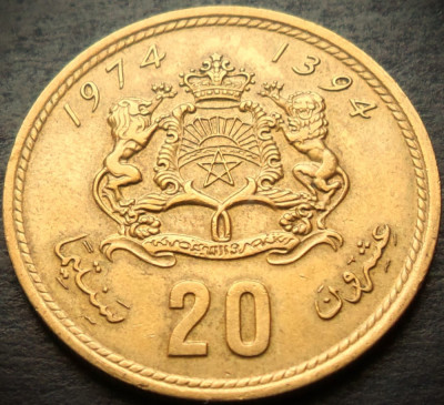 Moneda 20 SANTIMAT - MAROC, anul 1974 * cod 3084 A foto