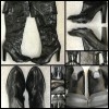 Cizme Dama Diesel Peste Genunchi, Piele Naturala Creponata, Toc Gros 11cm, Negre, Marimea 40