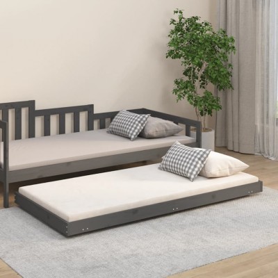 vidaXL Cadru de pat, gri, 75x190 cm, lemn masiv de pin 823511 foto