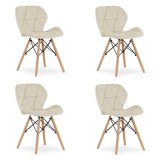 Set 4 scaune stil scandinav, Artool, Lago, catifea, lemn, bej, 47x52x74 cm