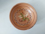 Strachina / Bol, ceramica traditionala taraneasca romaneasca, lut, pictata manual, 17cm diametru, obiect artizanat rustic decor bucatarie