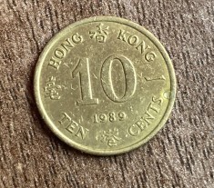 C50 - Moneda foarte veche - Hong Kong - 10 centi - 1989