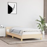 VidaXL Cadru de pat cu tăblie fără saltea, crem, 90x190 cm, textil
