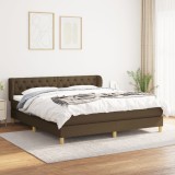 vidaXL Pat box spring cu saltea, maro &icirc;nchis, 160x200 cm, textil