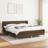 Pat box spring cu saltea, maro &icirc;nchis, 160x200 cm, textil GartenMobel Dekor, vidaXL