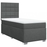 Cumpara ieftin Pat box spring cu saltea, gri inchis, 80x200 cm, textil