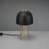 Cumpara ieftin Veioza Masa Neagra Aurie E27 Trio Punch, 28cm, Design Industrial Modern, Lampa Birou Noptiera