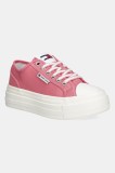 Tommy Jeans tenisi TJW FOXING FLATFORM SNEAKER LOW femei, culoarea roz, EN0EN02713