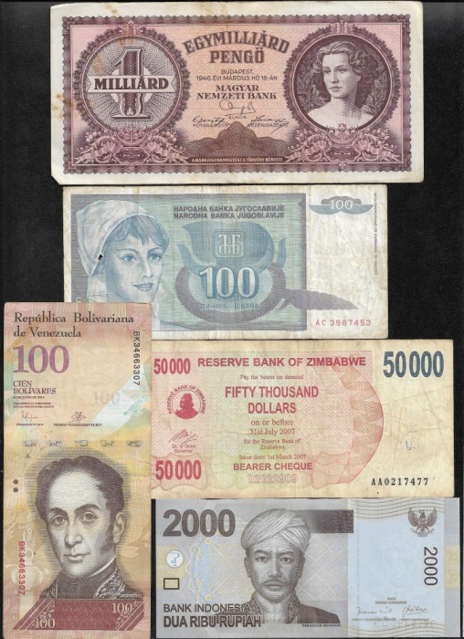 Set 5 bancnote de prin lume adunate (cele din imagini) #261
