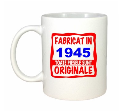 Cana alba personalizata Fabricat in 1945 toate piesele sunt originale, INOVATIX&amp;reg;. 330ml foto