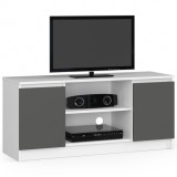 Comoda TV cu 2 usi si o polita, PAL laminat 16 mm, 120x40x55 cm, alb si gri Household NewTrend