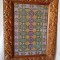 Tava stil nerom&acirc;nesc cu rama din lemn sculptat și goblen cusut manual kilim