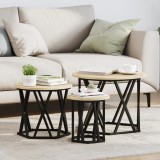 vidaXL Set mese suprapuse, 3 buc., stejar sonoma, lemn prelucrat