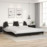 VidaXL Cadru de pat cu tăblie negru și alb 200x200cm piele artificială