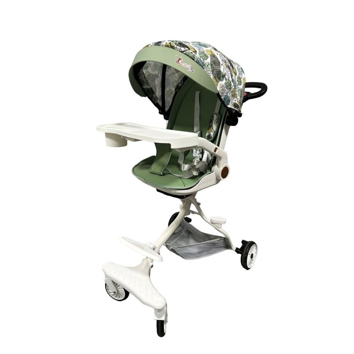 C&Auml;rucior sport 3 &Atilde;&reg;n 1, reversibil, pliabil, pozi&Egrave;ie somn, tav&Auml; mas&Auml;, roti 360&Acirc;&deg;, suport pahar, copertin&Auml; soare, verde frunze, 6-36 luni