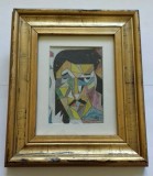Portret Salvador Dali &ndash; lucrare cubista, semnata MG