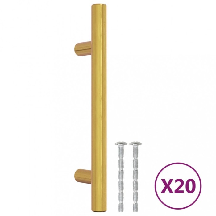 Manere de dulap, 20 buc., auriu, 96 mm, otel inoxidabil