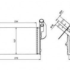 Radiator Incalzire Renault 19, 09.1988-06.1996, Clio, 06.1990-04.1998, diesel, benzina, aluminiu mecanic/plastic, 234x157x40 mm, SRLine