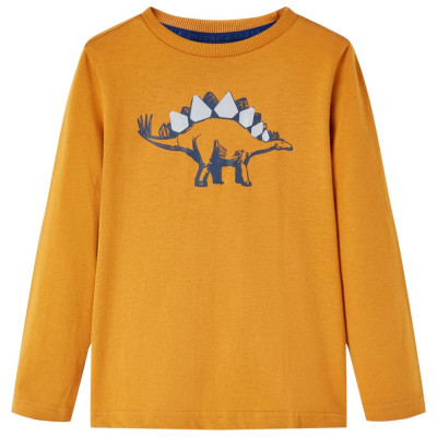 Tricou pentru copii cu m&amp;acirc;neci lungi ocru &amp;icirc;nchis 116 foto