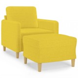 Cumpara ieftin Fotoliu canapea cu taburet, galben deschis, 60 cm, textil