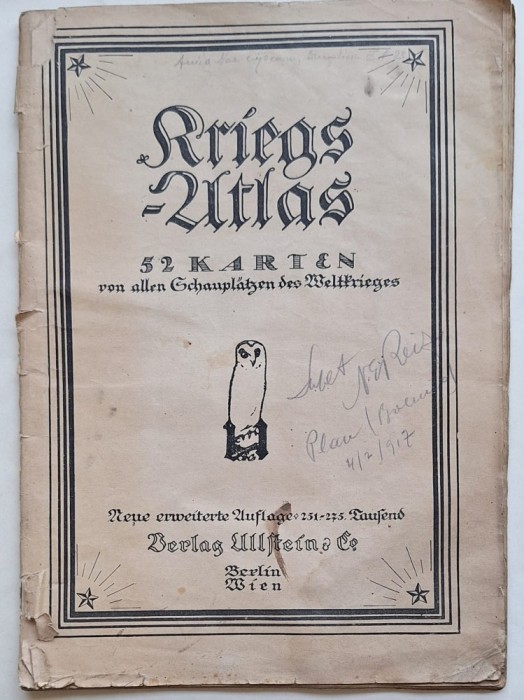 Kriegs-Atlas &ndash; 52 Karten vom Weltkrieg &ndash; Ullstein, Berlin/Wien, cca. 1917