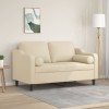 VidaXL Canapea cu 2 locuri cu pernuțe, crem, 120 cm, textil