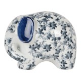 Cumpara ieftin Figurina Elefant ceramica alba albastra 20x14x15 cm