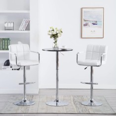 Gossi scaune de bar, 2 buc., alb, piele ecologica