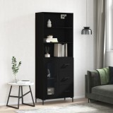 vidaXL Dulap &icirc;nalt, negru, 69,5x34x180 cm, lemn compozit