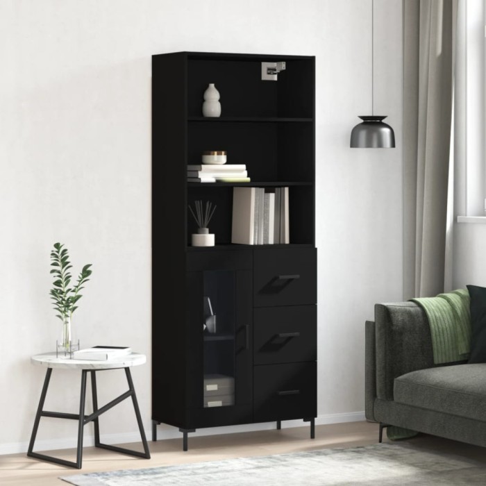 vidaXL Dulap &icirc;nalt, negru, 69,5x34x180 cm, lemn compozit