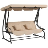 Balansoar gradina, 3 locuri, maro deschis, 200x120x164 cm, functie pat, max 340 kg, Tripoli, ART