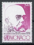 Monaco 1982 Mi 1537 MNH - 100 ani de la descoperirea tuberculozei de Robert Koch, Nestampilat