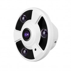 Camera supraveghere AHD CCTV, filmare 360 grade, LED, lentila 1.8 mm, Alb foto